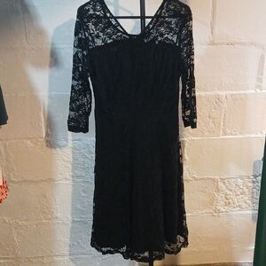 Chic Black Lace Long Sleeve Dress